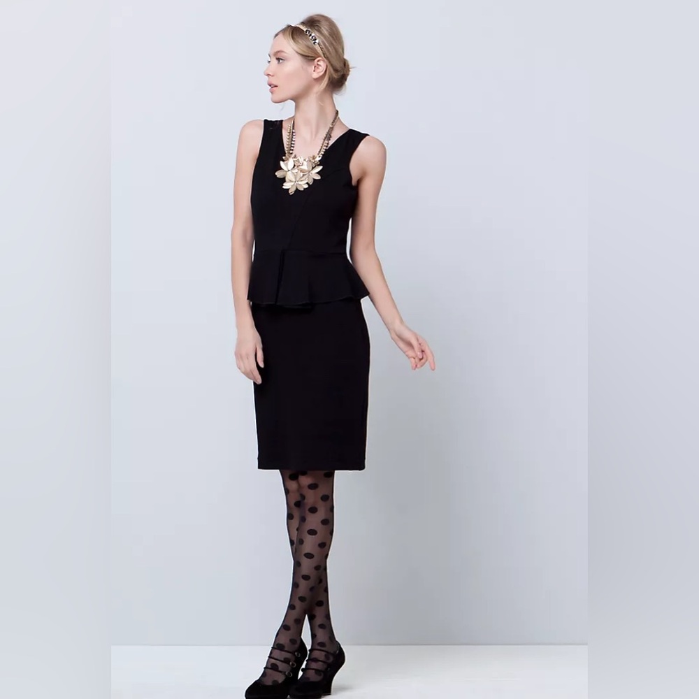 GANNI Peplum ‘Eleanor’ Midi Dress, Black, Size Small